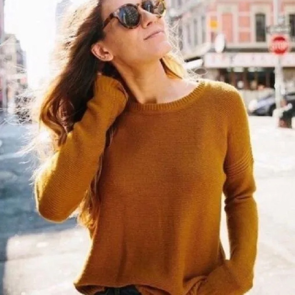 Madewell Chronicle Lightweight Textured Pullover Sweater Gold Sz XS